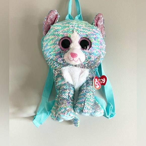 Ty Beanie Boos Sparkle Sequin Cat Backpack - Picture 2 of 5